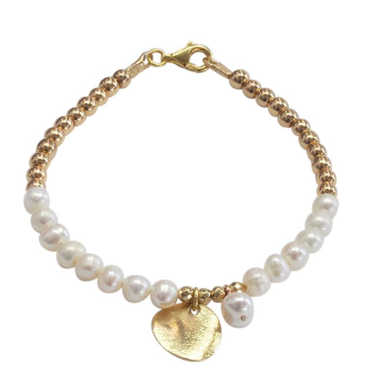Gold Bead and Pearl Bracelet - Rococo Jewellery