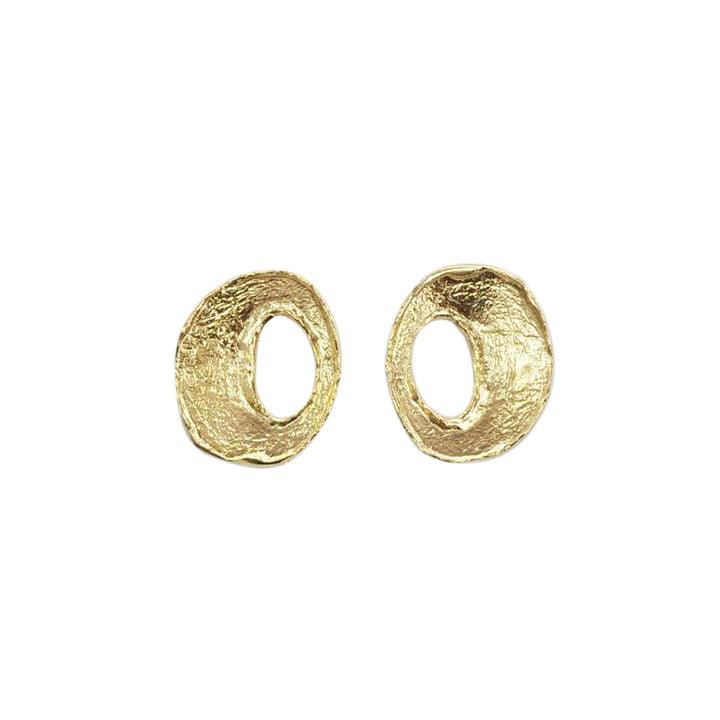 Textured Gold Oval Stud Earrings - Rococo Jewellery
