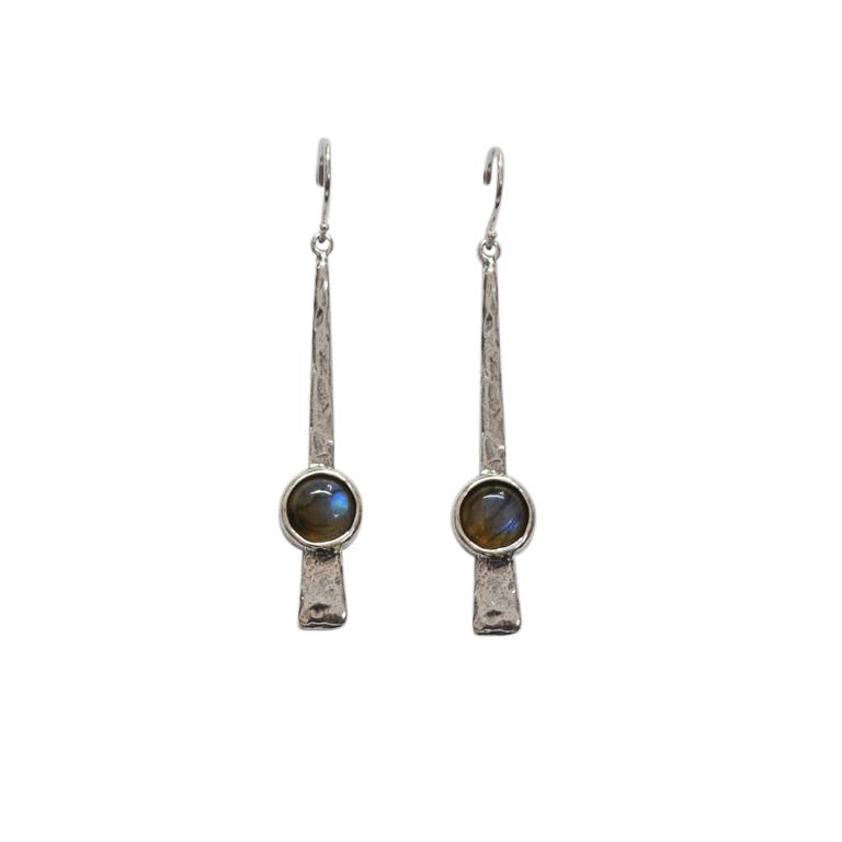 Sterling Silver Labradorite Stick Drop Earrings - Rococo Jewellery
