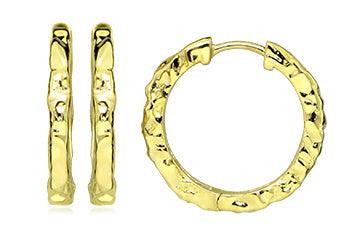 Gold Medium Textured Huggie Earrings - Rococo Jewellery