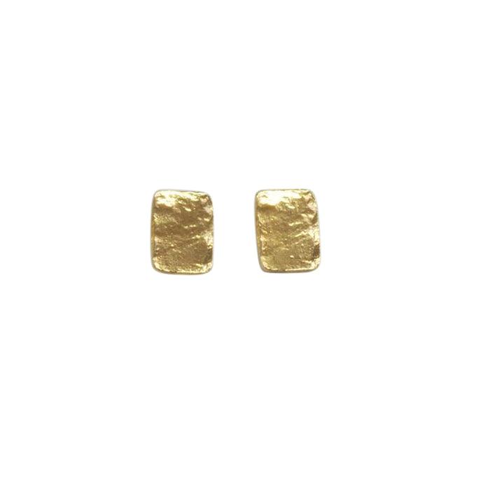 Gold Rectangle Stud Earrings - Rococo Jewellery