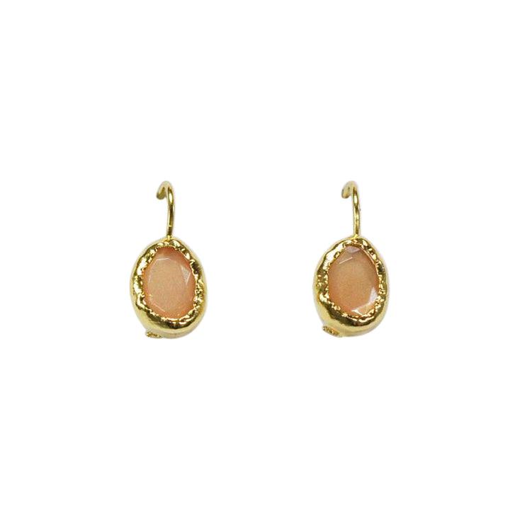 Gold Pink Moonstone Teardrop Drop Earrings - Rococo Jewellery