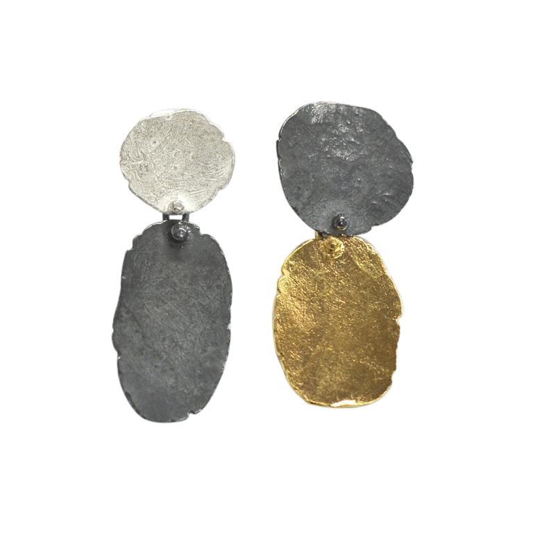 Three Colour Asymmetric Drop Earrings - Rococo Jewellery