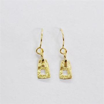Gold Vermeil Open Oxidised Spade Drop Earrings - Rococo Jewellery