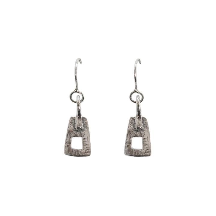 Sterling Silver Spade Open Oxidised Drop Earrings - Rococo Jewellery