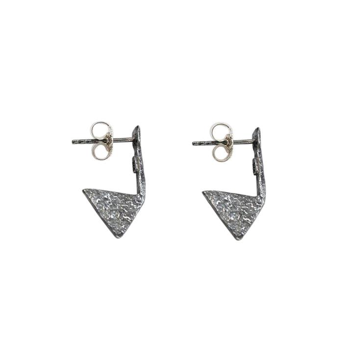 Oxidised Triangle Drop Stud Earrings - Rococo Jewellery