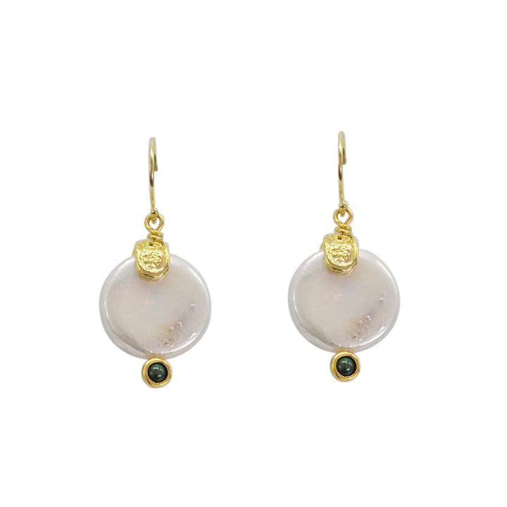 Gold Vermeil Pearl Coin Drop Earrings - Rococo Jewellery