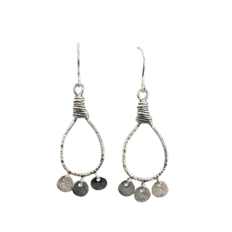 Sterling Silver Articulated Disc Drop Earrings