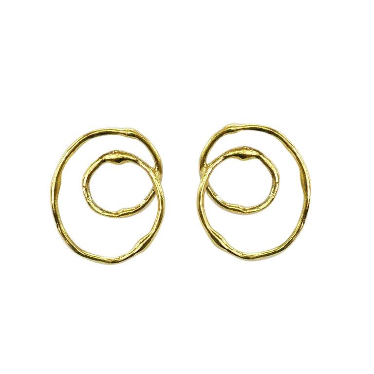 Gold Vermeil Statement Twist Stud Earrings - Rococo Jewellery