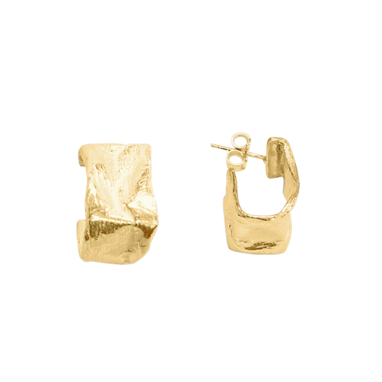 Gold Statement Folded Half Hoop Earrings