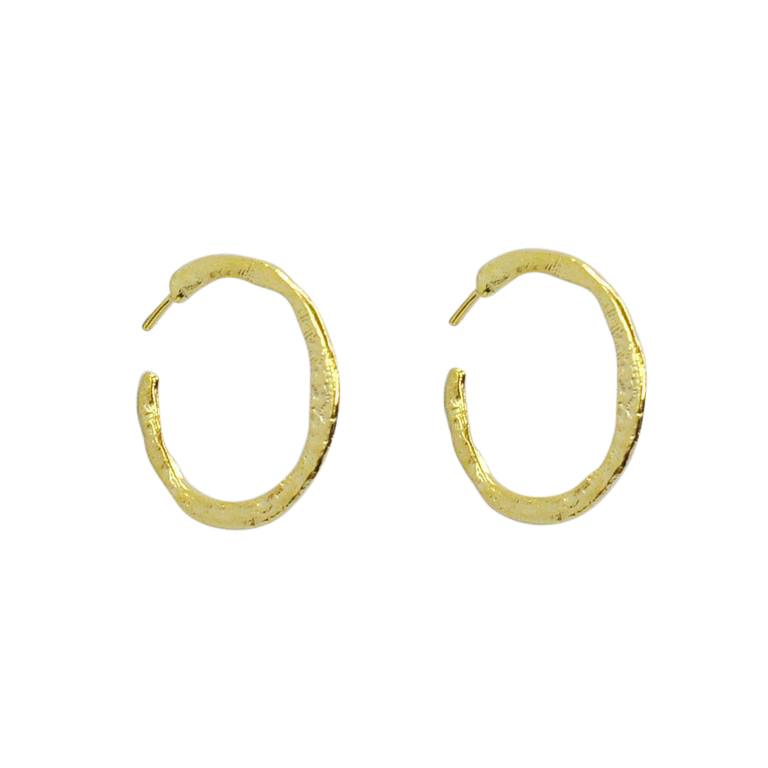 Textured Gold Hoop Earrings - Rococo Jewellery