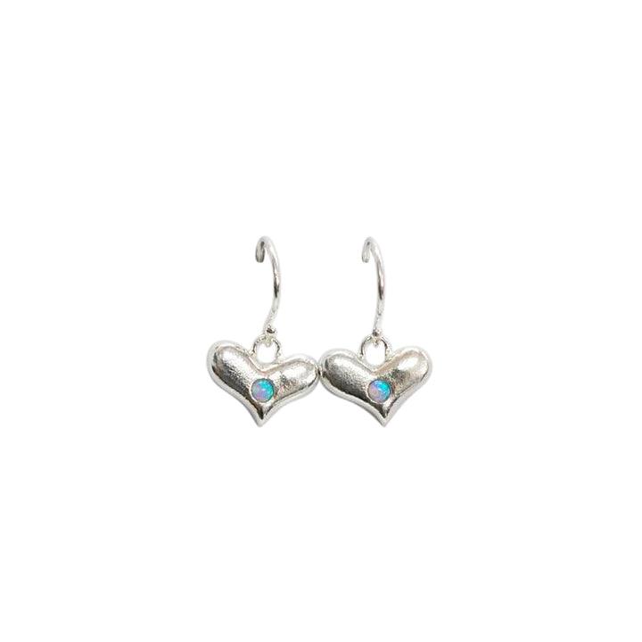 Sterling Silver Heart Opalite Drop Earrings - Rococo Jewellery