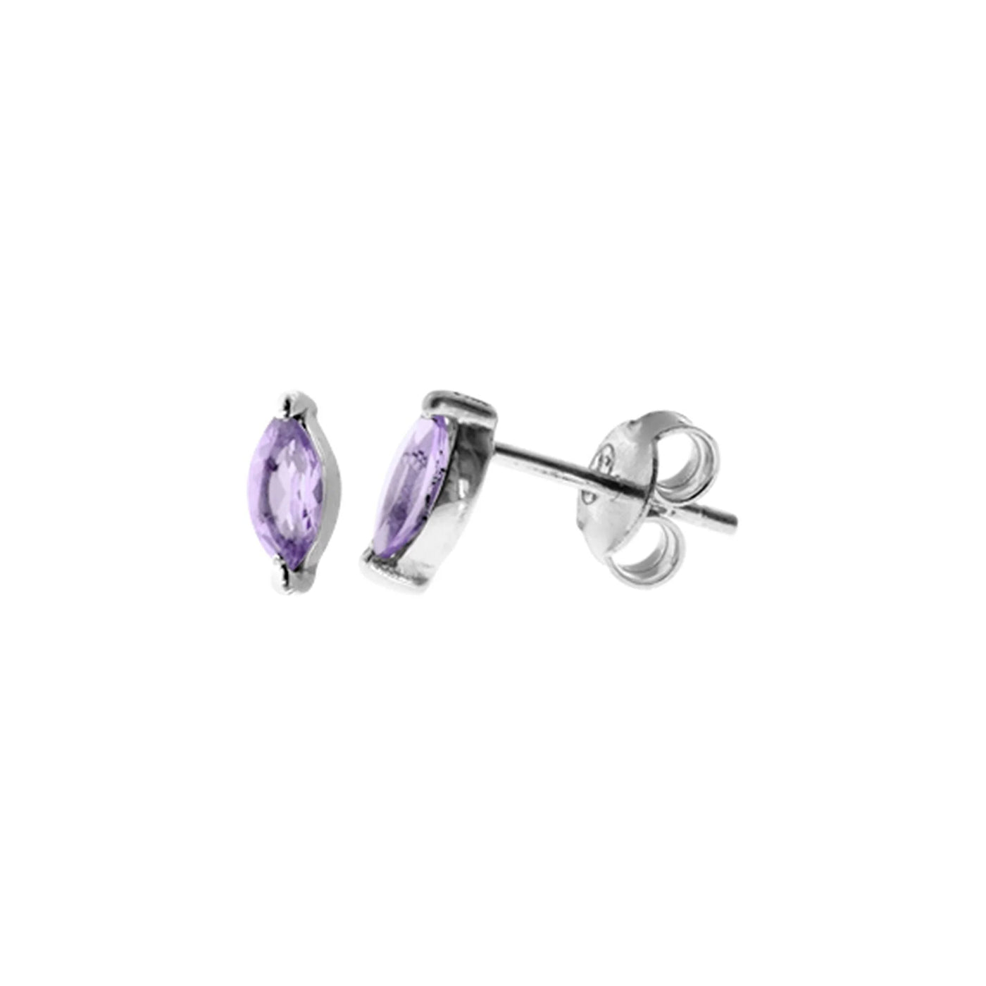 Sterling Silver Amethyst Marquis Stud Earrings
