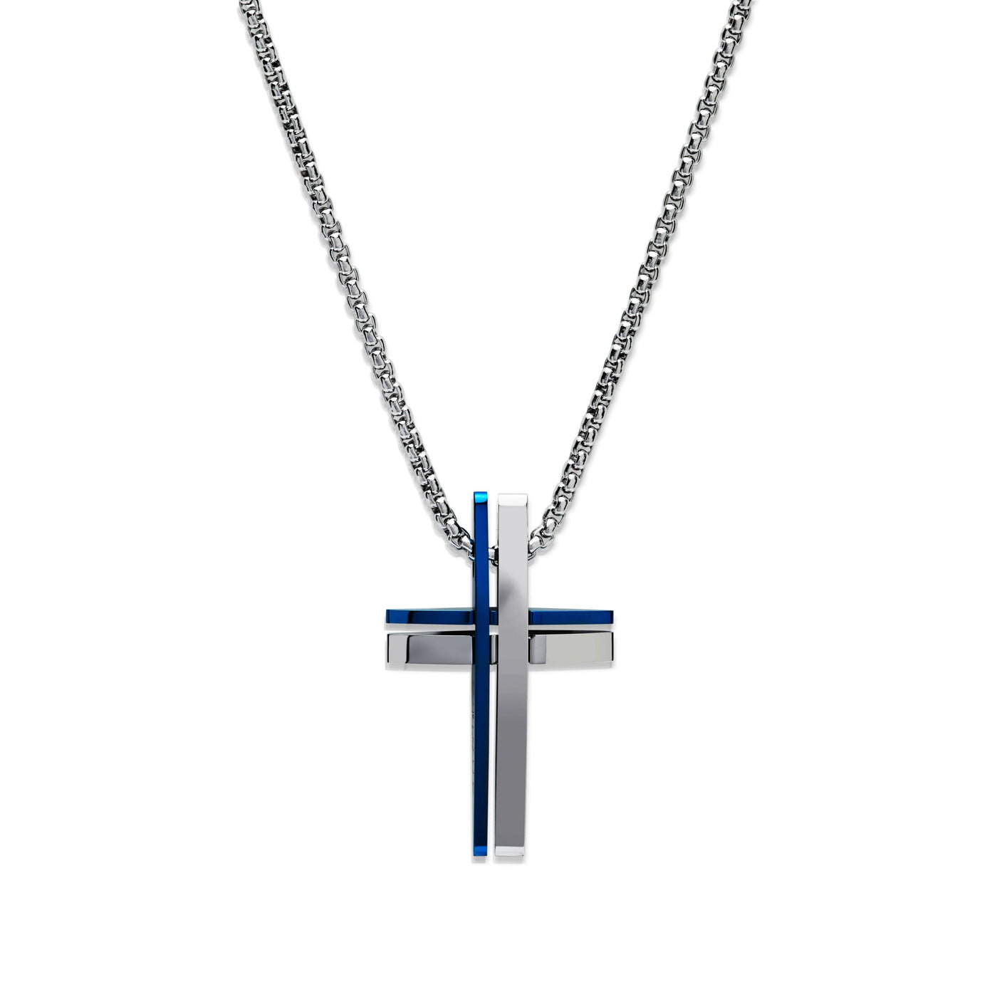 Unique & Co Stainless Steel and Blue Cross Necklace - Rococo Jewellery