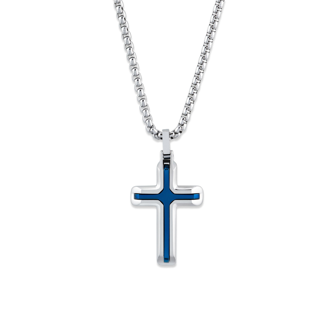 Unique & Co Blue Steel Cross Necklace - Rococo Jewellery