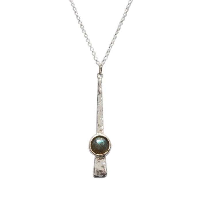Sterling Silver Labradorite Stick Pendant Necklace - Rococo Jewellery