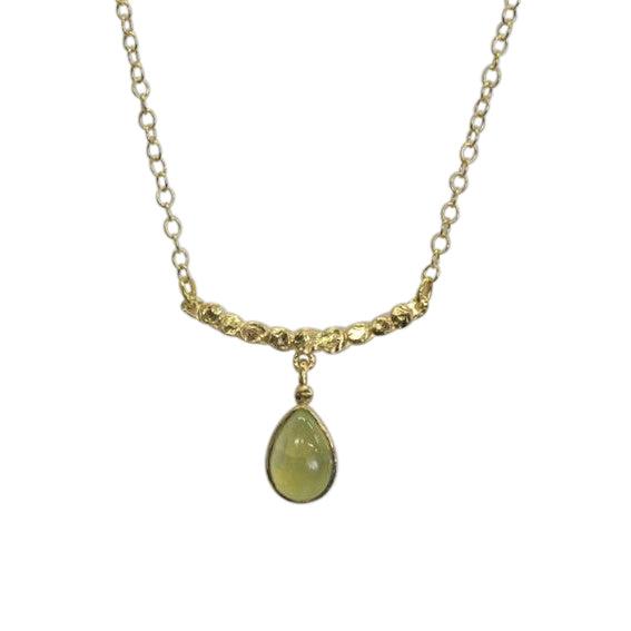 Gold Prehnite Pendant Necklace - Rococo Jewellery