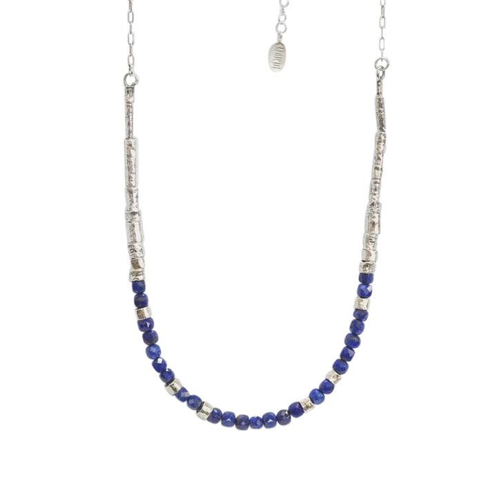 Sterling Silver and Lapis Lazuli Multi Stone Half Necklace - Rococo Jewellery