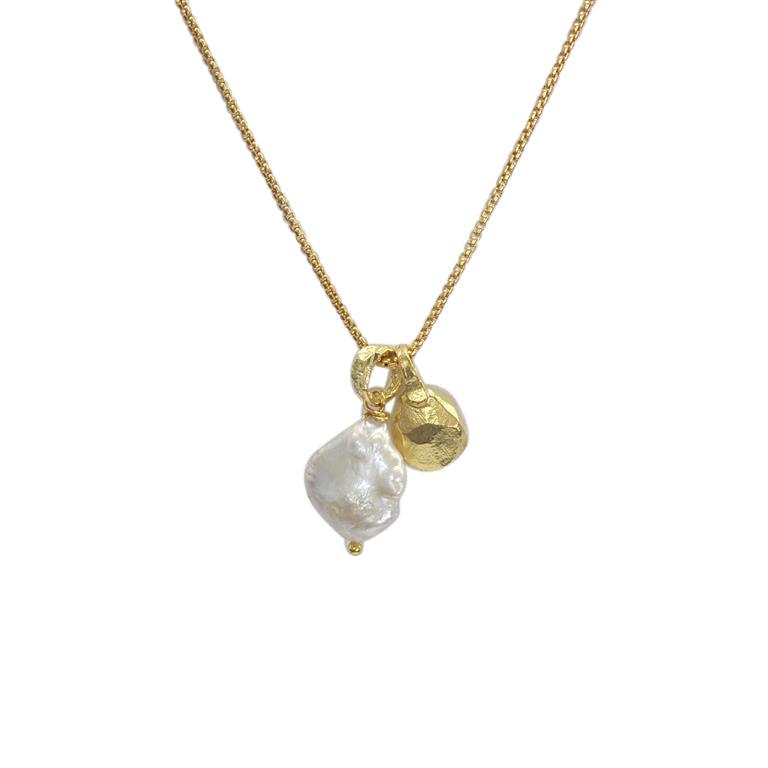 Gold Freshwater Pearl Pendant Necklace - Rococo Jewellery