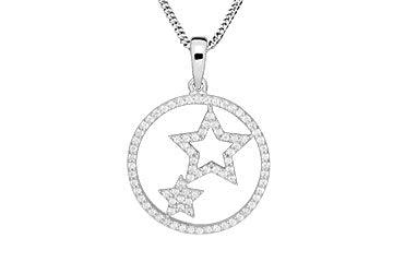 Sterling Silver Star Cubic Zirconia Pendant - Rococo Jewellery