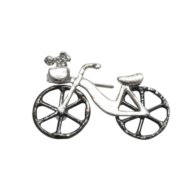 Silver Two Tone Bicycle Brooch - Rococo Jewellery