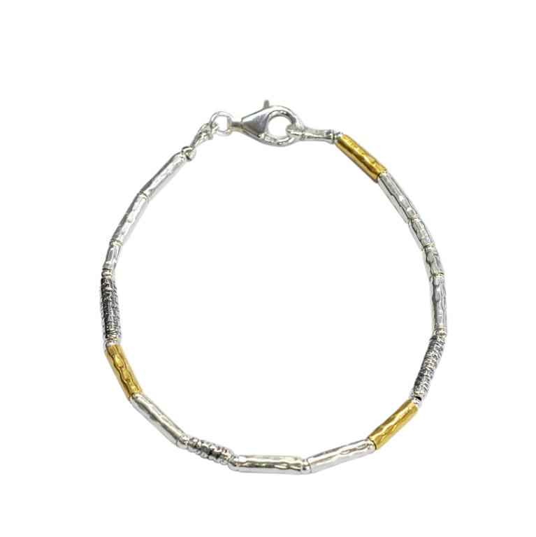 Gold and Silver Two Colour Tube Bracelet - Rococo Jewellery