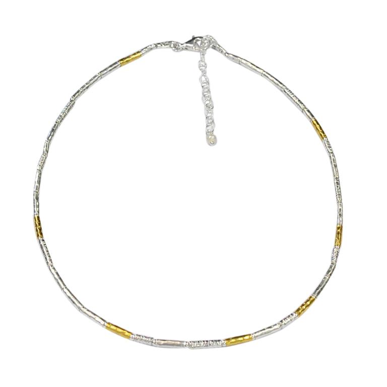 Gold and Silver Two Colour Tube Necklace - Rococo Jewellery