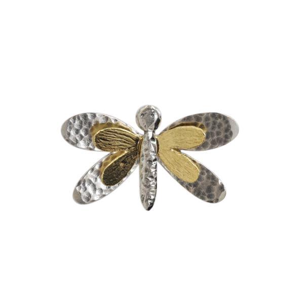 Sterling Silver and Gold Vermeil Dragonfly Brooch - Rococo Jewellery