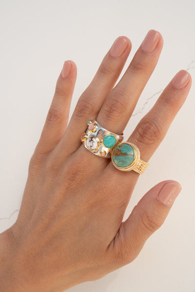 Anna Beck Gold Turquoise Cocktail Ring
