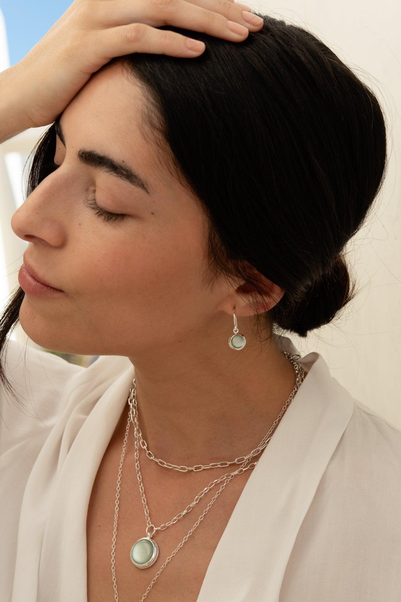 Anna Beck Gold Green Quartz Drop Earrings - Rococo Jewellery