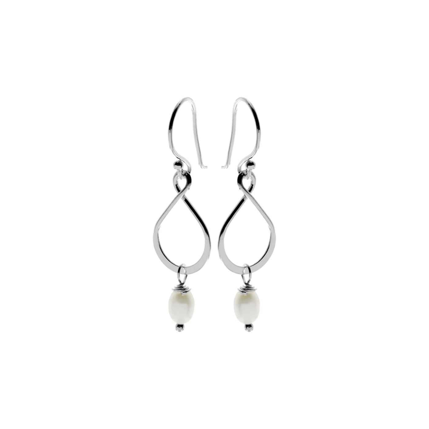 Sterling Silver Pearl Droplet Twist Earrings