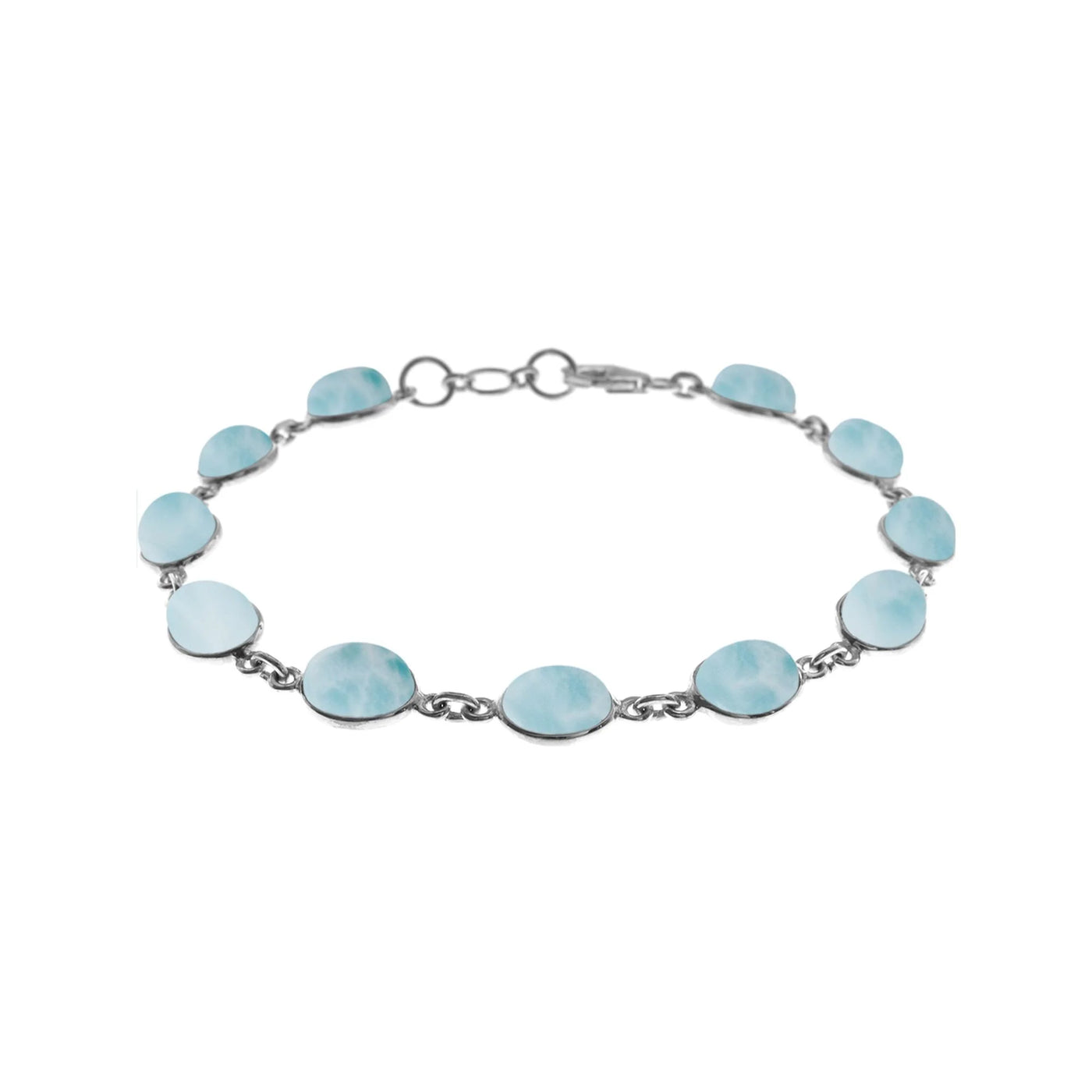 Sterling Silver Bezel-Set Larimar Bracelet