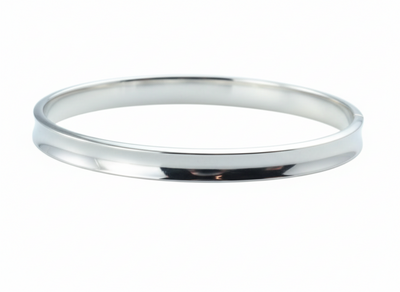 Silver bangle on a white background