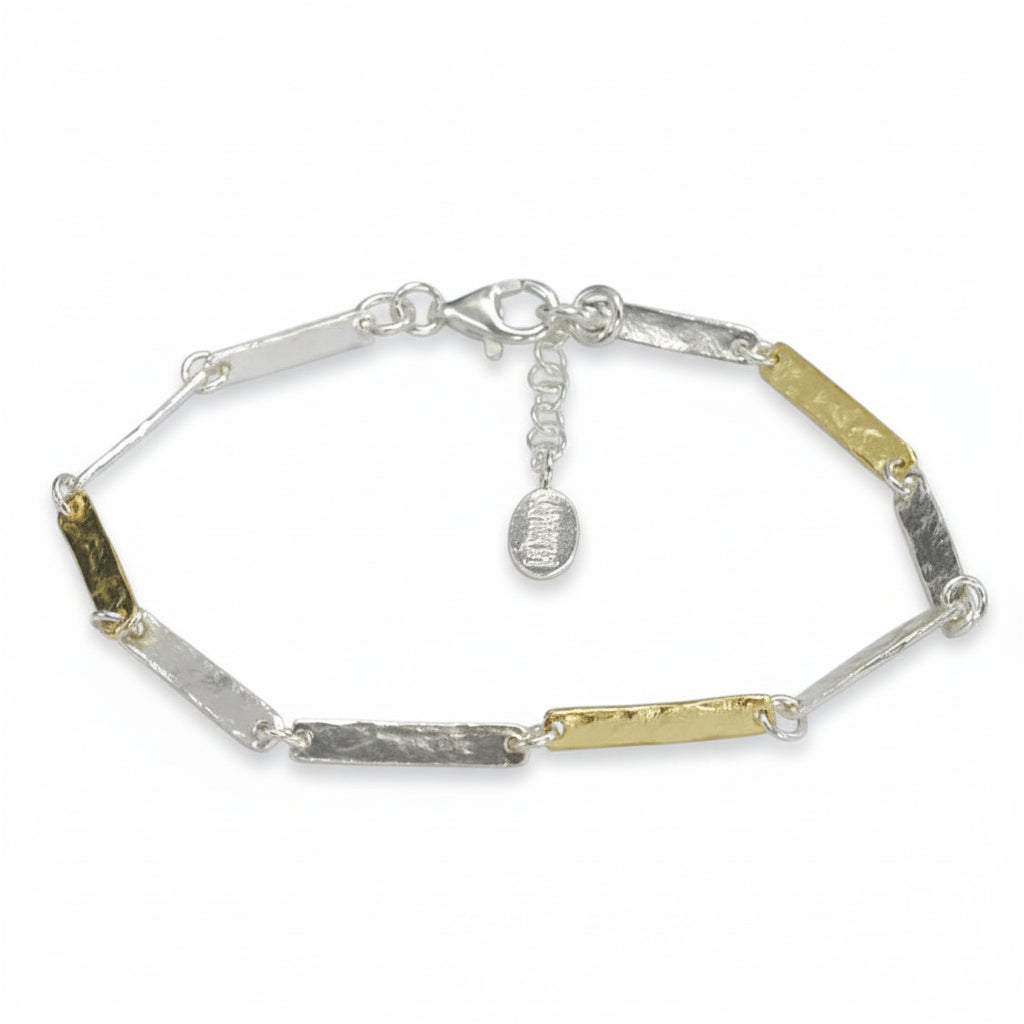Sterling Silver Two Tone Stick Bracelet