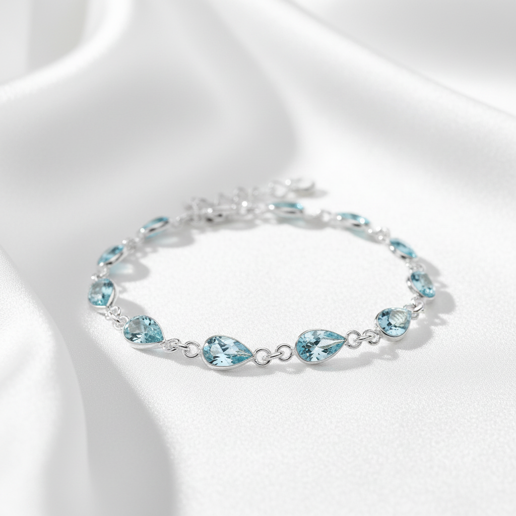 Blue Topaz Teardrop Facet Bracelet