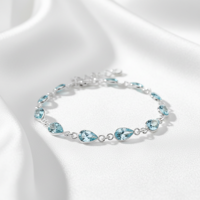 Blue Topaz Teardrop Facet Bracelet