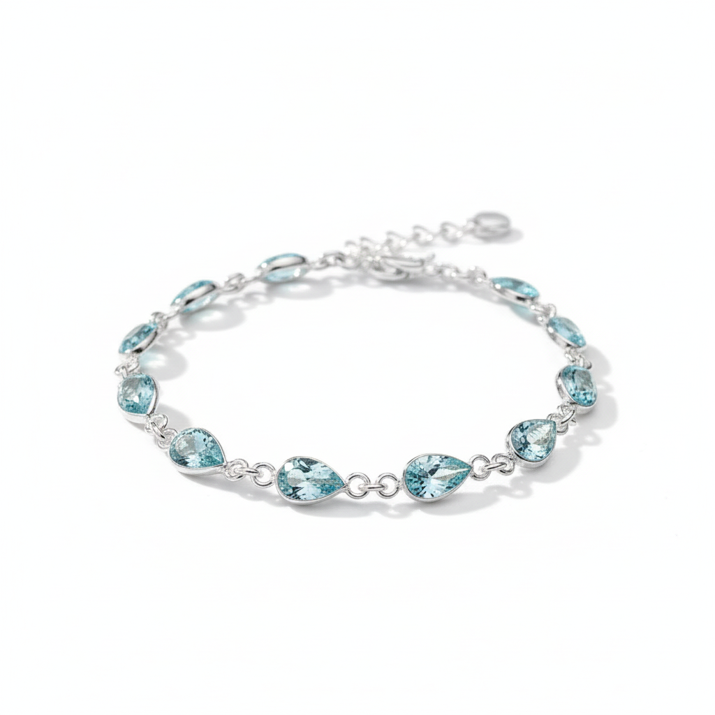 Blue Topaz Teardrop Facet Bracelet