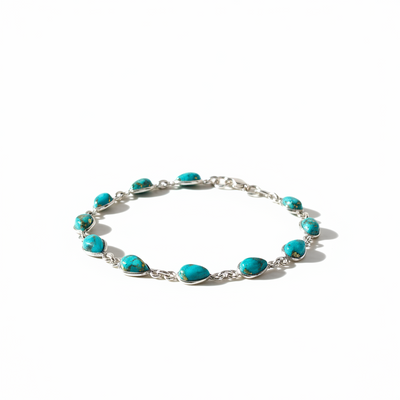 Sterling Silver Blue Mohave Turquoise Teardrop Bracelet