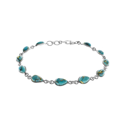 Sterling Silver Blue Mohave Turquoise Teardrop Bracelet
