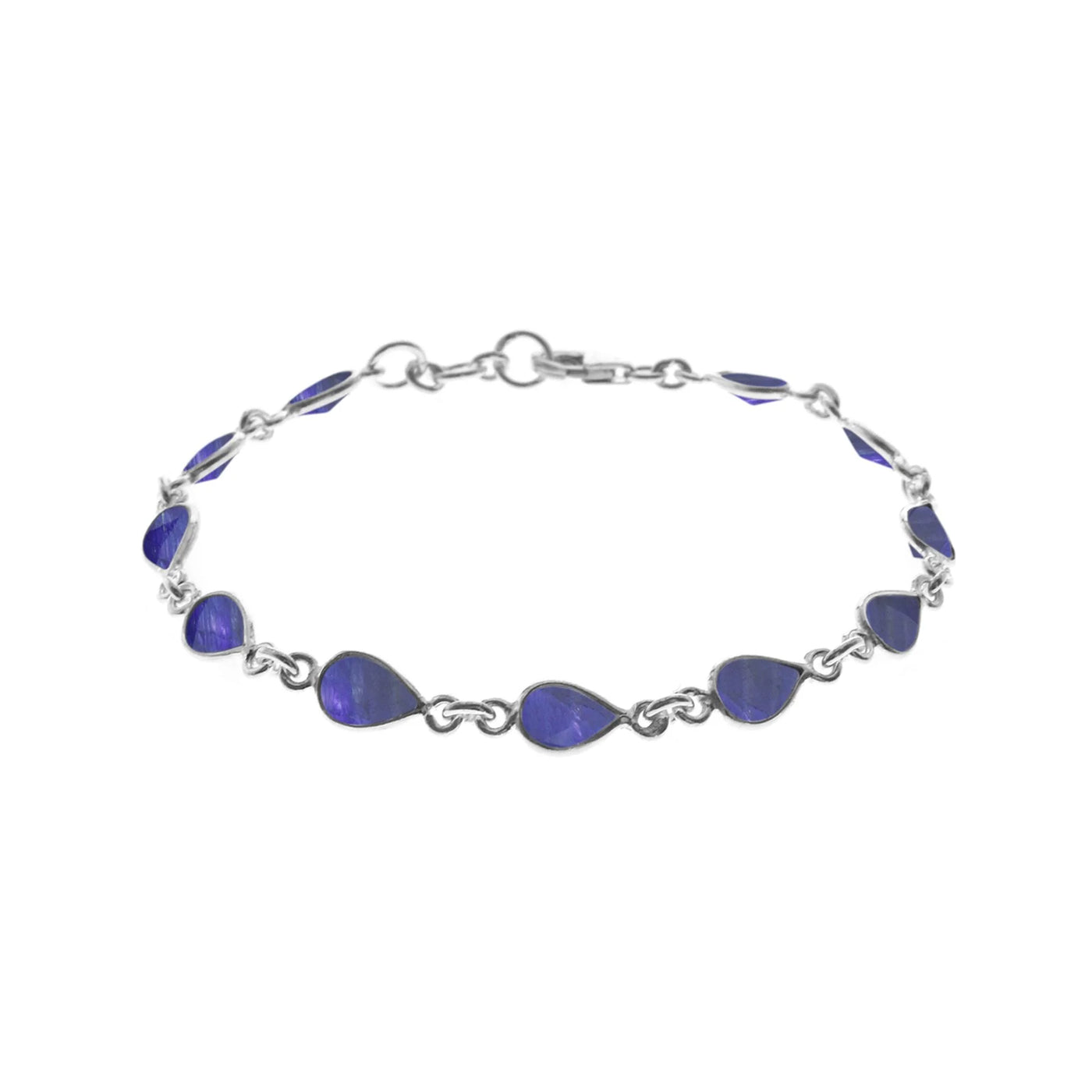 Sterling Silver Sapphire Quartz Teardrop Bracelet