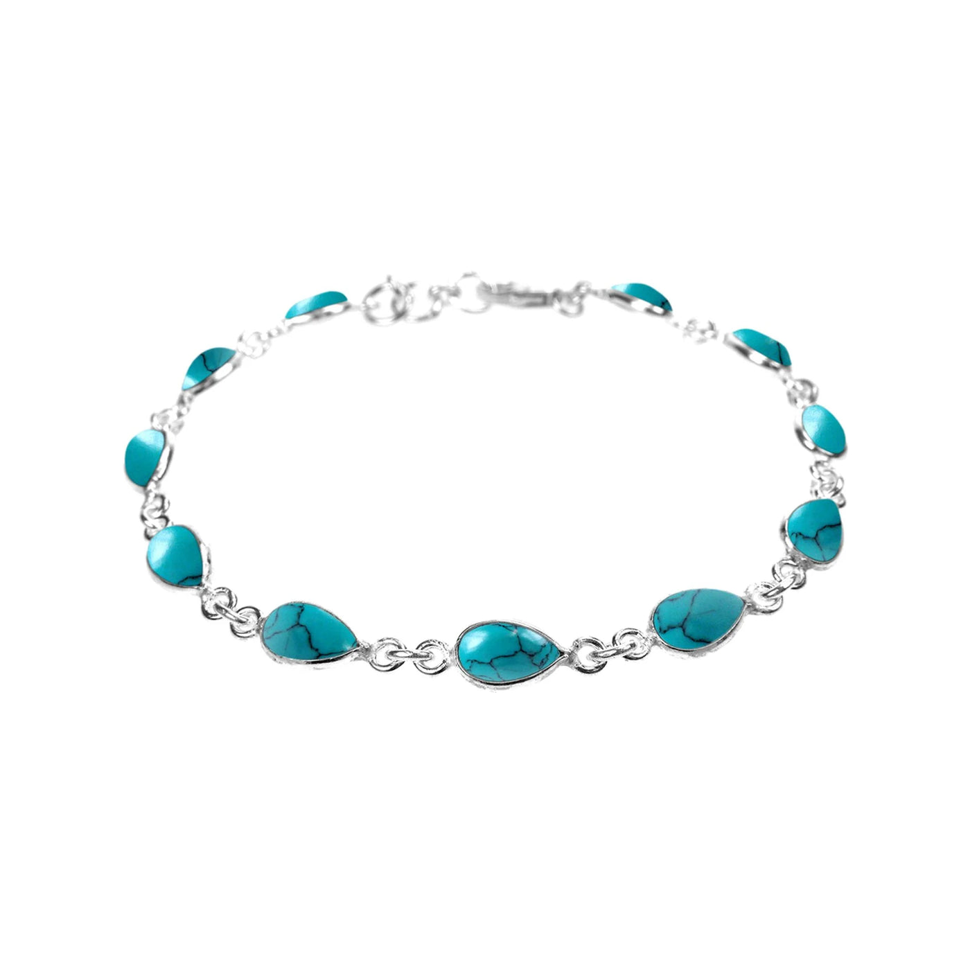 Sterling Silver Teardrop Turquoise Teardrop Bracelet