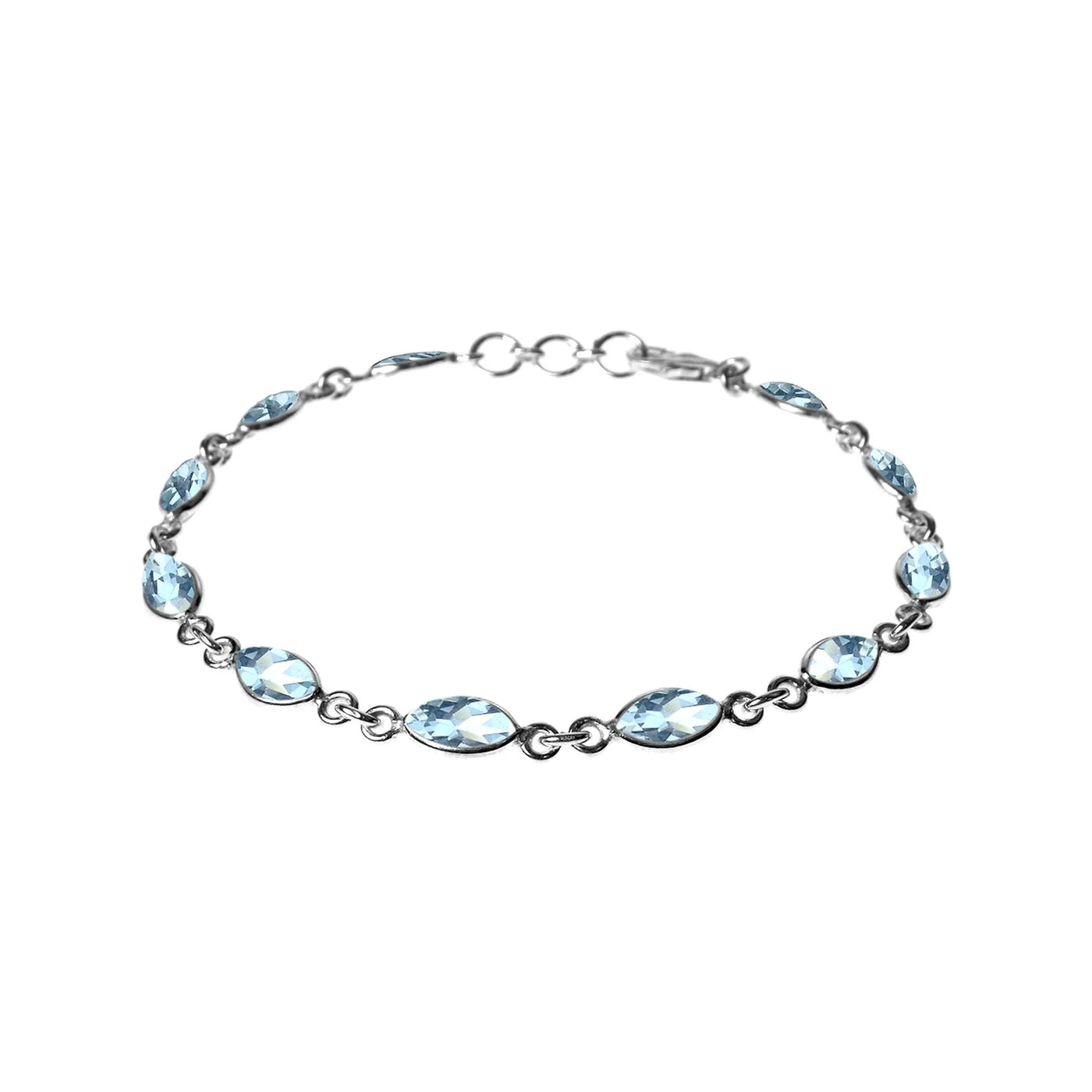 Multi Stone Marquise Blue Topaz Facet Bracelet