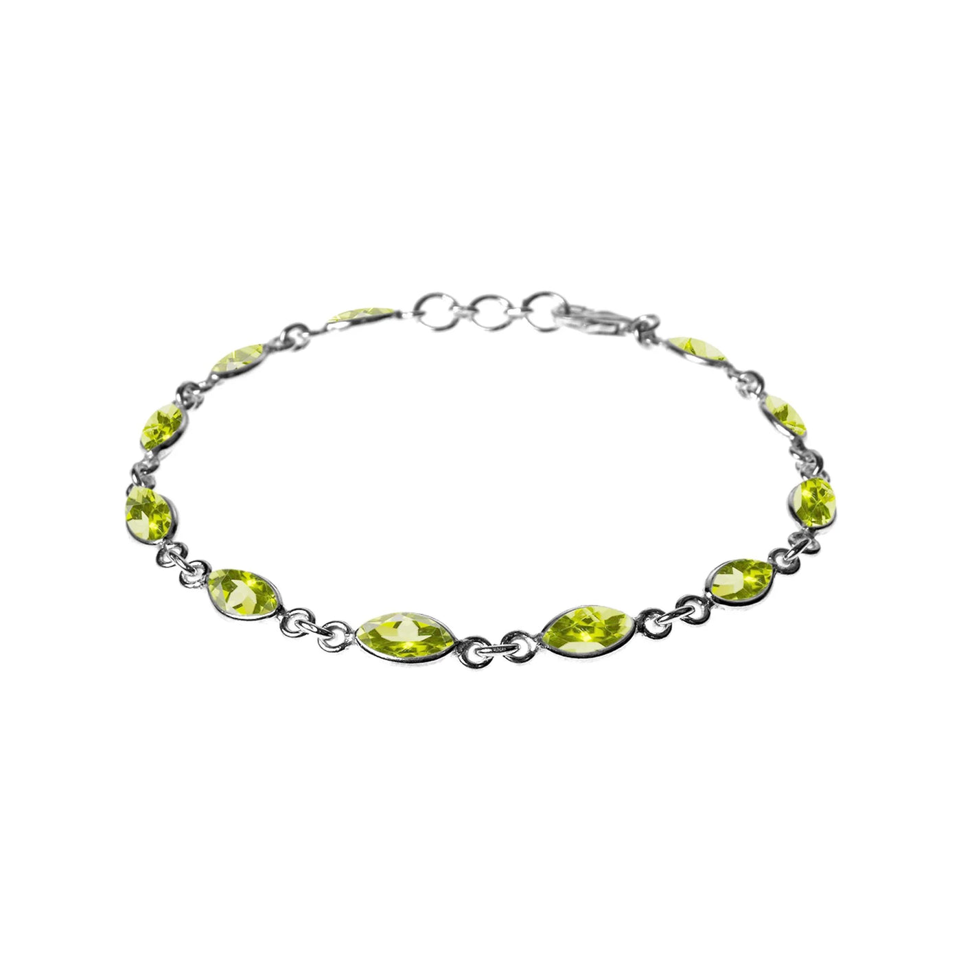 Sterling Silver Multi-Stone Marquise Peridot Facet Bracelet