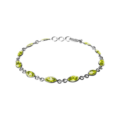 Sterling Silver Multi-Stone Marquise Peridot Facet Bracelet