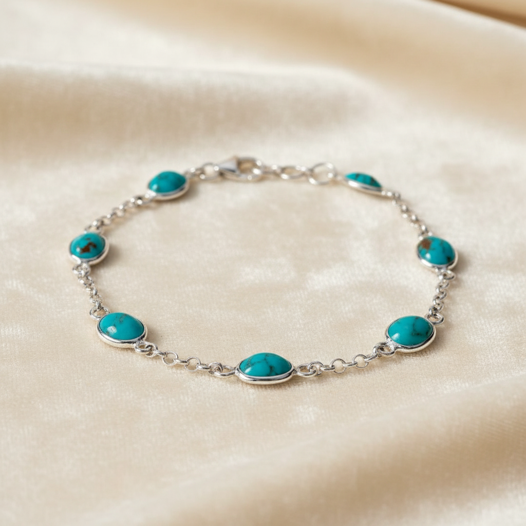 Turquoise Ovals Bracelet - Sterling Silver