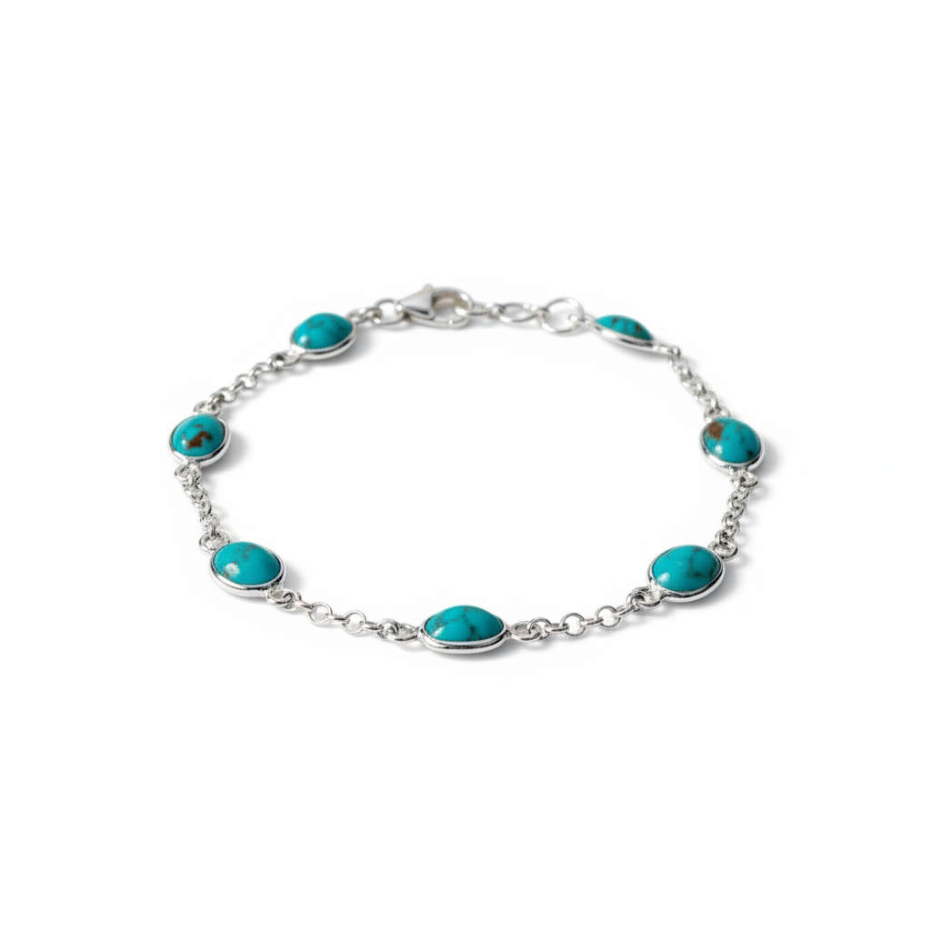 Turquoise Ovals Bracelet - Sterling Silver