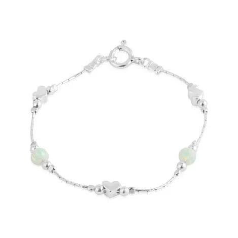 Lavan Silver White Opal Heart Bracelet