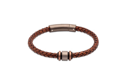 Unique & Co Brown Leather Bracelet with a Gunmetal Charm - Rococo Jewellery