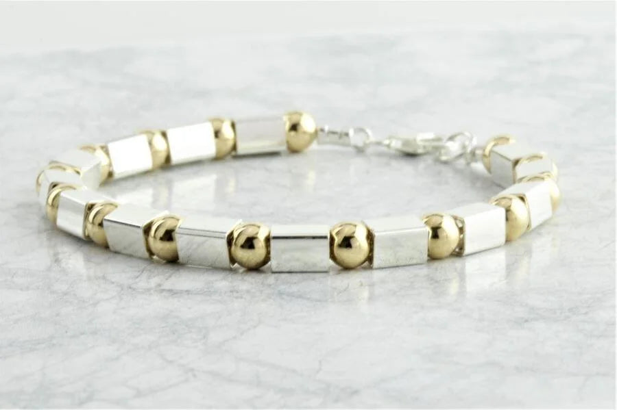 Lavan Gold and Silver Large Square Bracelet