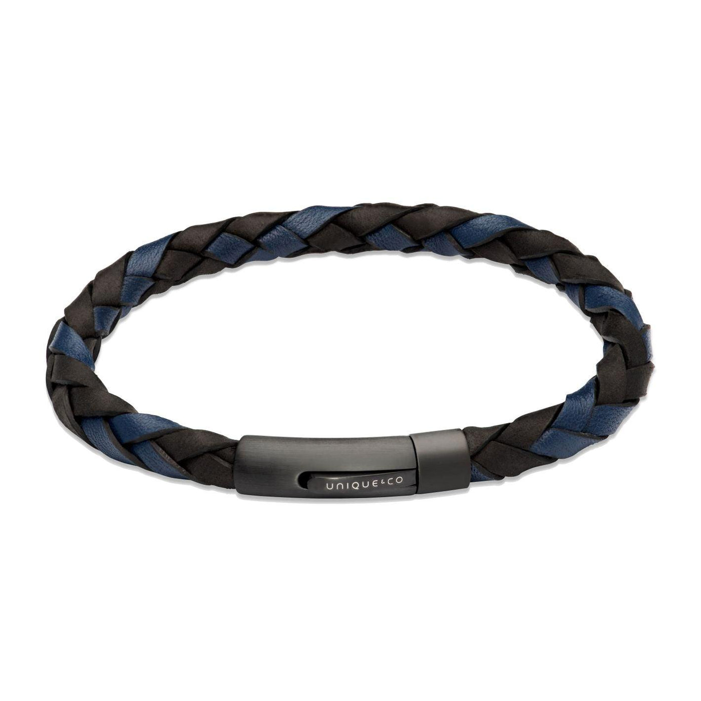 Unique & Co Entwined Black and Navy Leather Bracelet - Rococo Jewellery